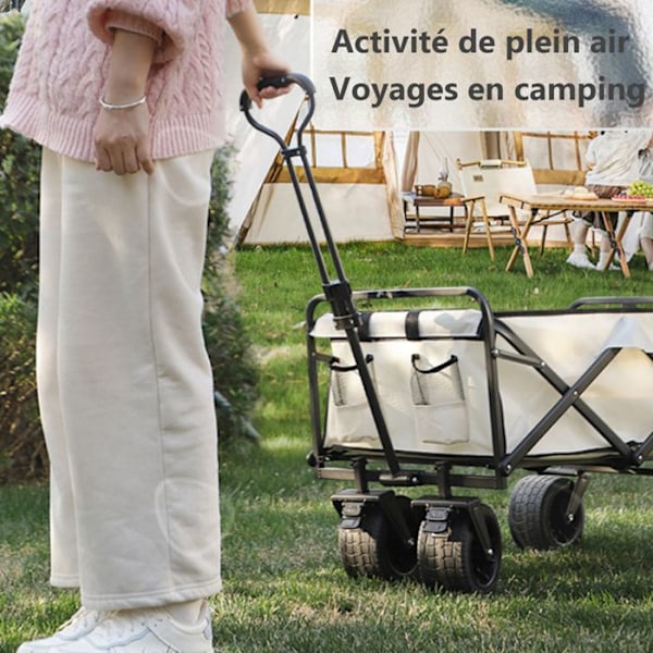Indkøbsvogn 51 cm x 67 cm foldbar transportvogn med svingbare hjul til udendørs camping og indkøb i supermarkedet