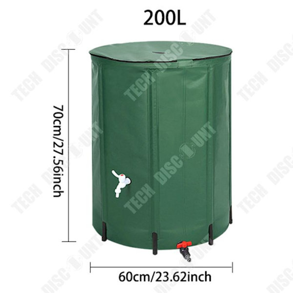 TD Vandbeholder 200L / 52 Gallon Foldbar Regnvand PVC Patio Bærbar Multi-brug Vandopsamling