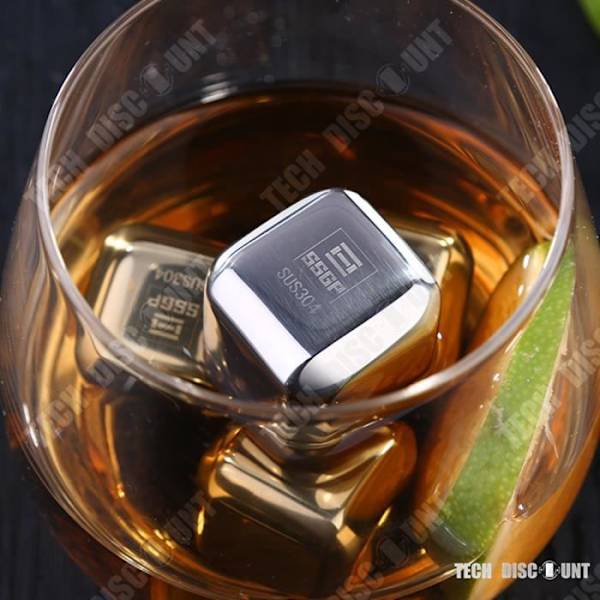 TD® Ice Cube Stone Whisky Återanvändbar rostfritt stål Alkoholvin Högkvalitativ present för män Dryckskylarset med 4