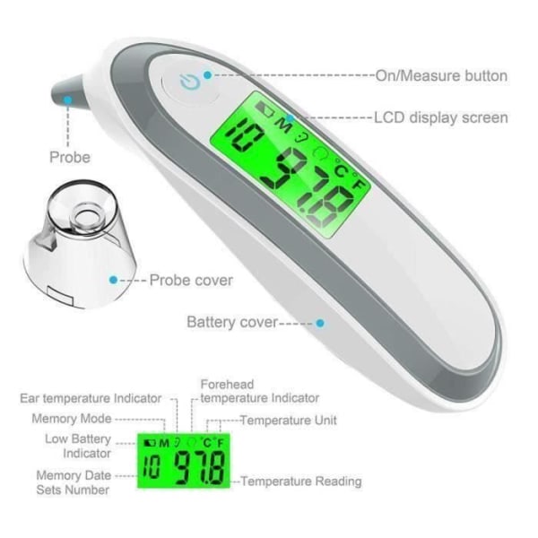 Infraröd pann- och örontermometer, professionell medicinsk digital örontermometer för baby, barn COSwk36367