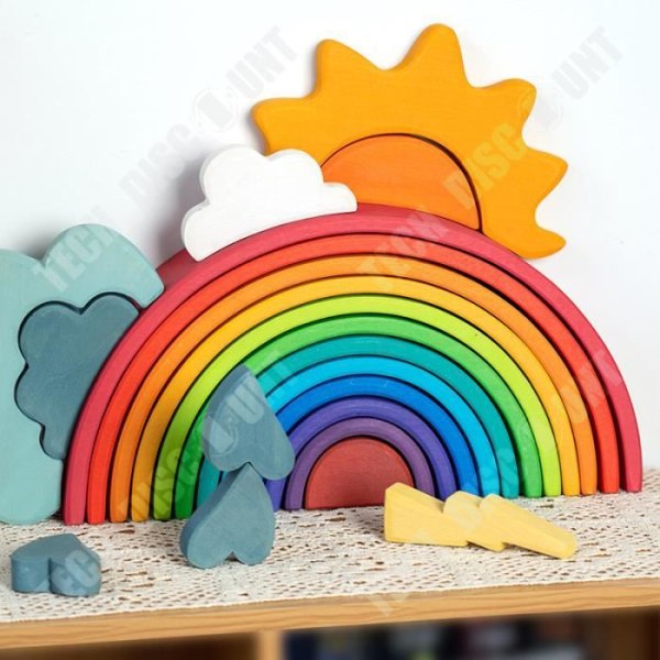 TD® Rainbow Building Blocks Trä Linden Träleksaker Jenga Träleksaker för barn Pedagogiska leksaker för skolstyrelsen