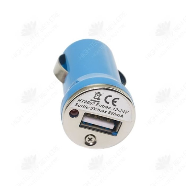 HTBE® mini biloplader med enkelt bullet port 1A og blå IC beskyttelsescharger, universel til biler og lastbiler