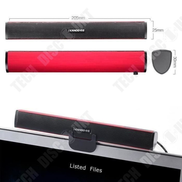 TD® Soundbar USB-högtalare Laptop-högtalare Stereo Soundbar Dator Liten högtalare Röd