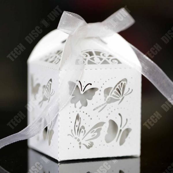 TD® 50 delar vit fjärilsgodislåda Jul Alla hjärtans dag Bröllopspresent Präglad design Bonbonniere