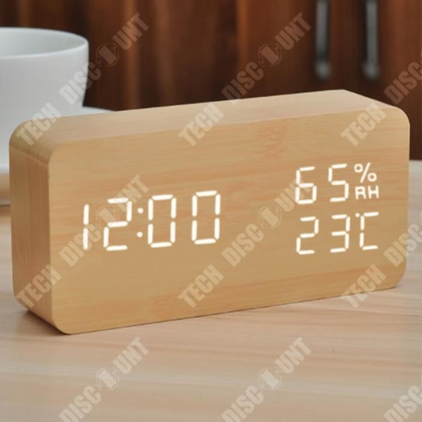 TD® LED Väckarklocka Trä Mute elektronisk röststyrningsfunktion