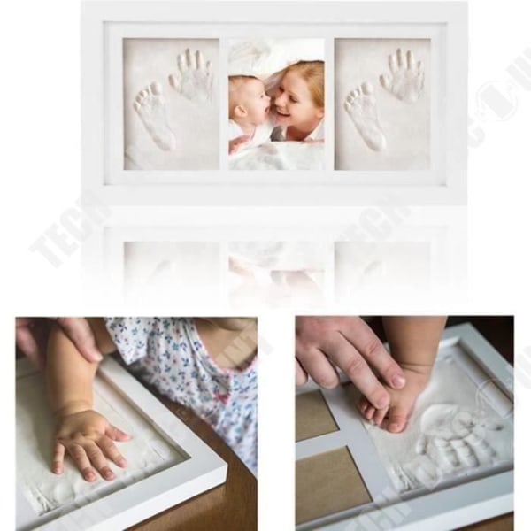 TD® Kids Footprint Kit med ram och babyminnesmärke inramad födelse - Två fotspår Två fotoram - Vit dekoration