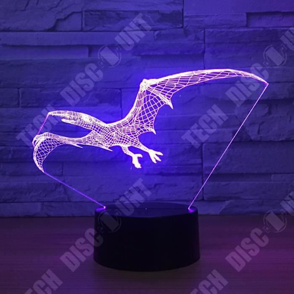 TD® Optisk bordslampa dekorativ touch 7 färger optisk illusion pterodactyl modell lågförbrukning USB-kabel eller 3 AA-batterier