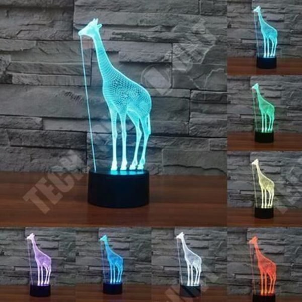 TD® Optisk bordslampa dekorativ touch 7 färger optisk illusion - giraffmodell - USB-kabel med låg förbrukning eller 3 AAA-batterier
