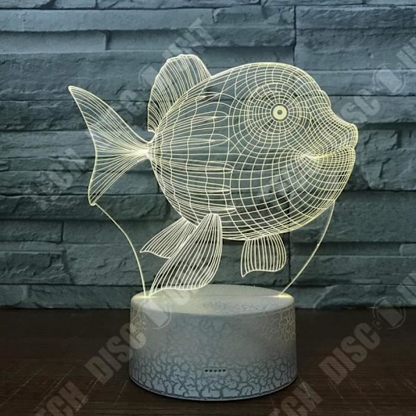 TD® Optisk lampe til dekorativ berøring 7 farver illusion optik - model fisk - lavt forbrug USB-kabel eller 3 batterier