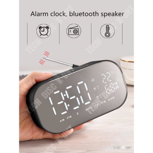 TD® väckarklocka 1800 mAh Justerbar ljusstyrka Kan användas som Bluetooth-högtalare