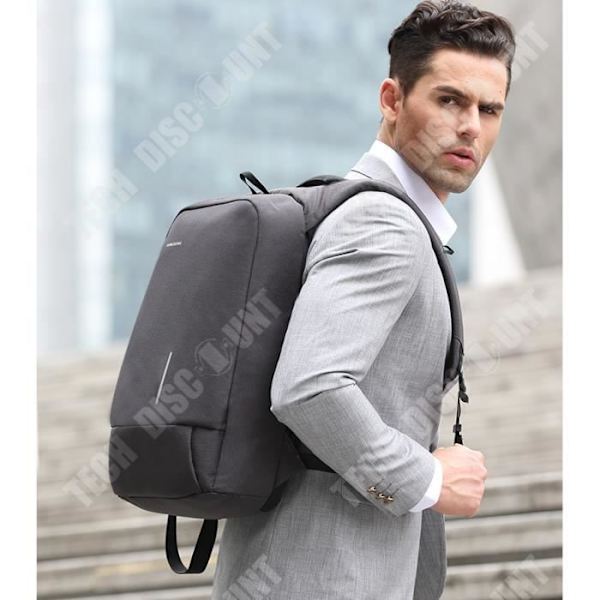 TD® Slim Work Ryggsäck 15 tum Laptop Ryggsäck Business Ryggsäck Herr Vattentät Stöldskydd USB, Svart