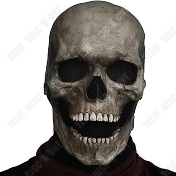 TD® Halloween Kranium Kranium Maske Mund Mobil Kranium Fuld Knogle Dækning Latex Uhyggelig Dekoration Simuleringsmaske Øjne med Lys