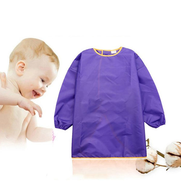 Sæt med 2 forklæder til børn i farverne violet og rød, beskyttelse til kunst og håndværk, vandtæt, til leg med maling, vand og farver.