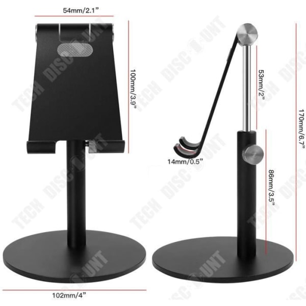 Skrivbordsstöd - TD® - Universal - Justerbar - 360° rotation - Aluminiumlegering