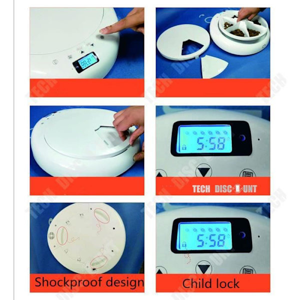TD® älykkäät automaattiset ohjelmoitavat ruokintalaatikot kissoille ja koirille, design, antiglutton - 6 ateriaa lemmikeille.