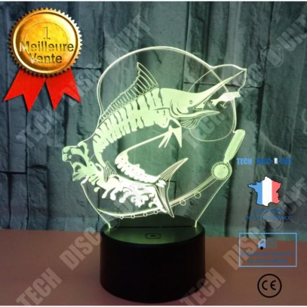 TD® Dekorativ USB-fisk 7 färger Fjärrkontroll Optisk illusion Nattljus 3D-visualisering Bordsbordslampor 3D-glöd LED-lampa 61