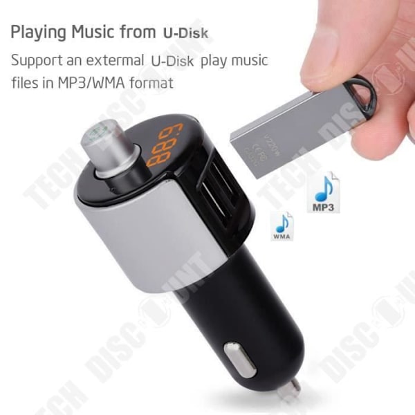 TD® Bluetooth Car FM-sändare Handsfree Call for Car Två USB-portar - Handsfree Kit med 2 USB-portar