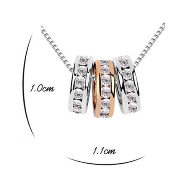 LCC® silverhalsband för kvinnor - 3 SWAROVSKI kristallhängande ringar - 40 cm + 5 cm