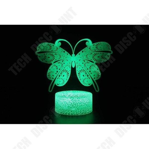 TD® Optisk bordslampa dekorativ touch 7 färger optisk illusion - fjärilsmodell - låg förbrukning USB-kabel 3 AAA-batterier