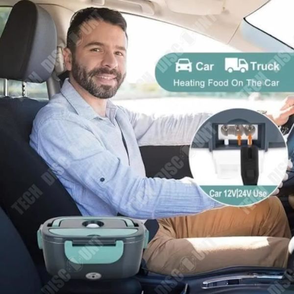 TD® Sähkökäyttöinen lämmittävä lounaspaketti autolle ruostumattomasta teräksestä Kaksoisjännitteinen lämmittävä lounaspaketti