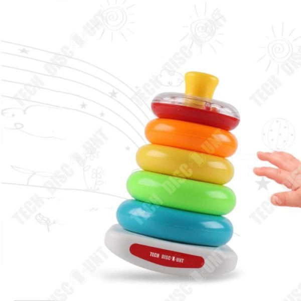 TD® pedagogiska leksaker för spädbarn 0-3 år. Regnbågsring Jenga Tumbler Toy Learn Form, färg, storlek
