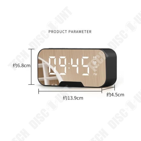 TD® Mirror Clock Trådlös Bluetooth-högtalare Bärbar Mini Voice Broadcast Hem Väckarklocka Radio Utomhus Subwoofer