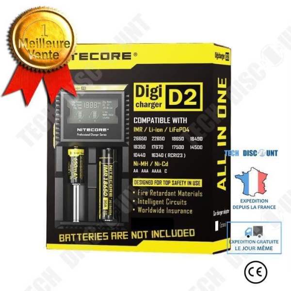 TD® Hurtig og Effektiv Batterioplader / DIGI CHARGER D2 / Intelligens LCD Digital Oplader / LCD Skærm LED Lys