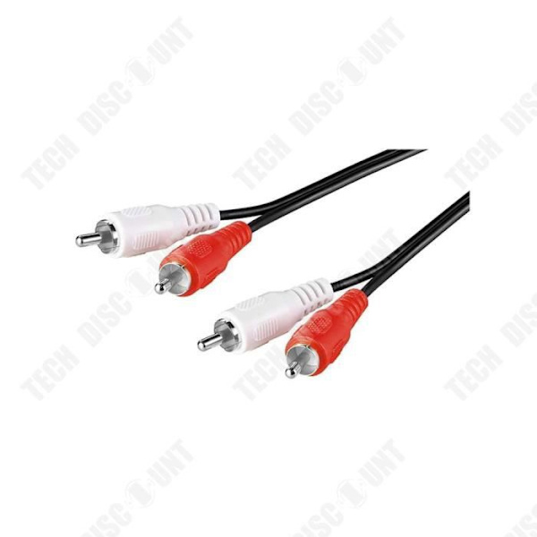TD® RCA-linear kabel høj kvalitet sort med dobbeltfarver rød og hvid fremragende længde til tilslutning