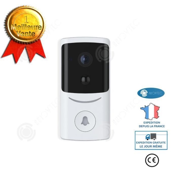 INN® Smart Video Doorbell WiFi trådløs smart dørklokke intercom automatisk optagelse mobiltelefon afstand po Vit