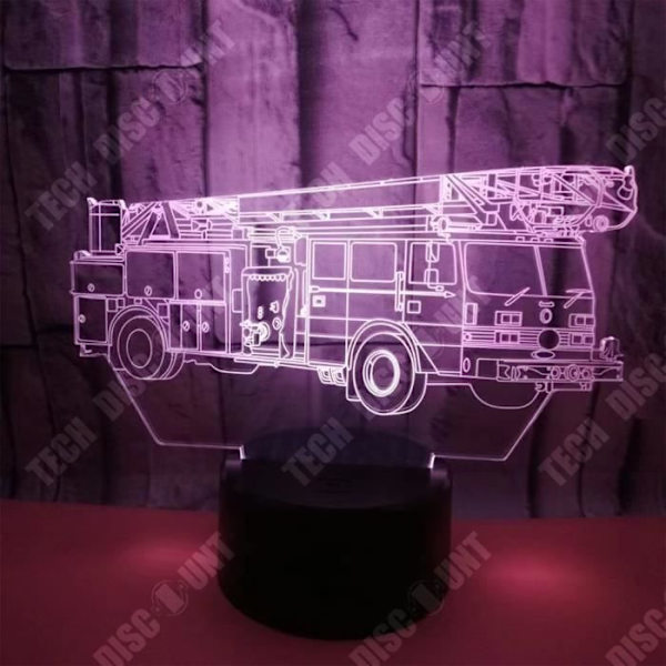 TD® Dekorativ touch-optisk lampe 7 farver illusion optisk - brandbil - lavt forbrug USB-kabel eller 3 AA-batterier