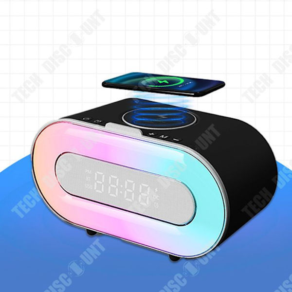 TD® Bluetooth-högtalare Kontrabas Bländande Colorful Atmosphere Light Trådlös laddare Mobilhållare Allt-i-ett