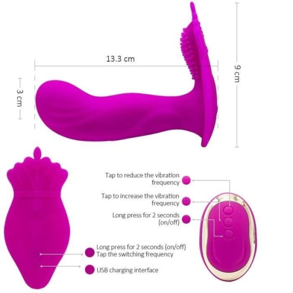 Massageapparat,APHRODISIA Silikon Trådlös Fjärrkontroll Vibrator Vibrerande Trosor Sexleksak för kvinnor Par G-Type Lila