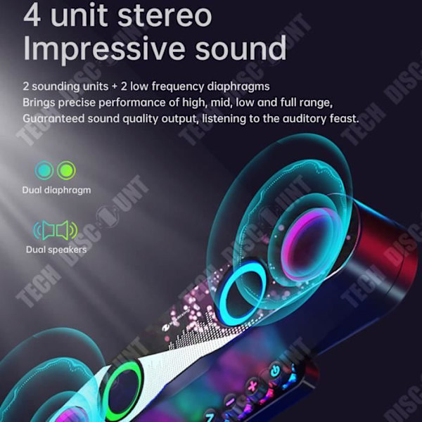 TD® Bluetooth-peliäänentoistin värikkäillä LED-valoilla Upeat bassot Valoäänentoistin USB-liitintyyppi Vahvistin