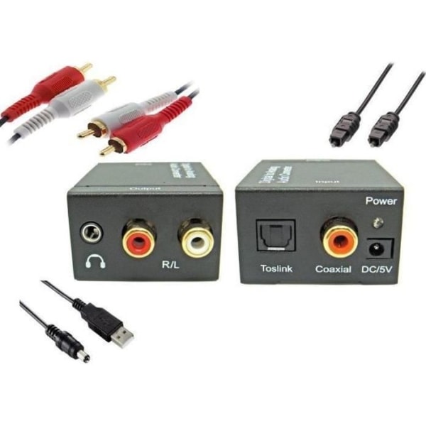 Digital till Analog Audio Converter Adapter med optisk ljudkabel | DAC Toslink optisk koaxial till RCA L/R Audio St