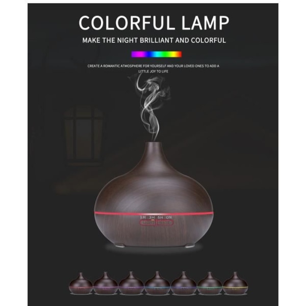 550 ml luftfuktande eterisk oljespridare, doftspridare, med 7 färger LED-lampor och fjärrkontroll