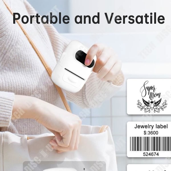 TD® Ménage mini termisk etiketmaskine bluetooth bærbar mobil lille selvklæbende etiketteprinter