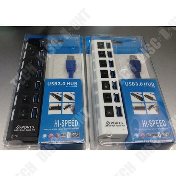 TD® Port Hub USB 3.0 Nopea 7-Porttinen Tietokoneelle, Pc:lle, Tabletille /johtoyhteys - USB-tietokonevarusteet