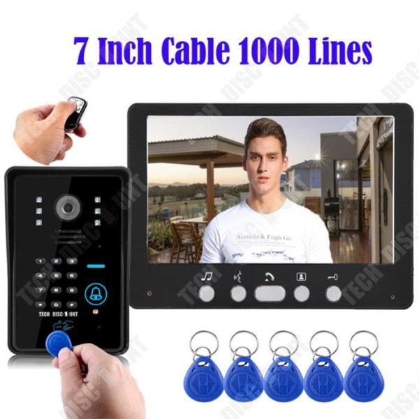TD® Wired Video Intercom 7 tums dörrklocka villa byggnad intercom lösenord fjärrkontroll låsa upp elektronisk dörrklocka