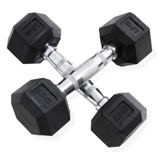 TD® Hexagonal Dumbbell til Mænd og Kvinder Gym Hjem 2,5 kg Udstyr til Dumbbell Plackering Muskel Arme - sort