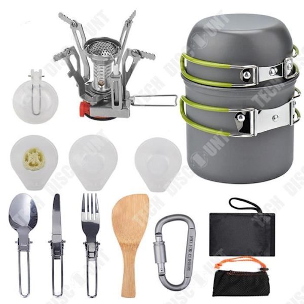 TD® Bärbar Utomhus Matlagning Gas Camping Spis Camping Batteri Lätt spis Picnic Mini Bärbar Grön Full