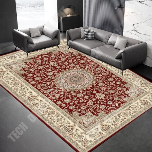 Hjemmetæppe geometrisk model blå gul hvid indretning stue spisestue soveværelse design stil unik 160 x 230 cm