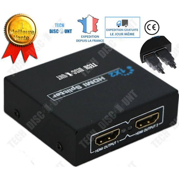 TD® HDMI Splitter Audio Splitter Support Ultra HD 2 Input Svart Kabel TV Väljare Splitter Monitor Prestanda