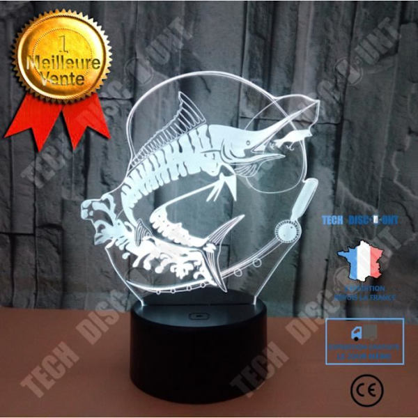 TD® Dekorativ USB Fish 7 färger Fjärrkontroll Optisk illusion 3D Night Light Visualization Bordsbordslampor 3D Glow LED