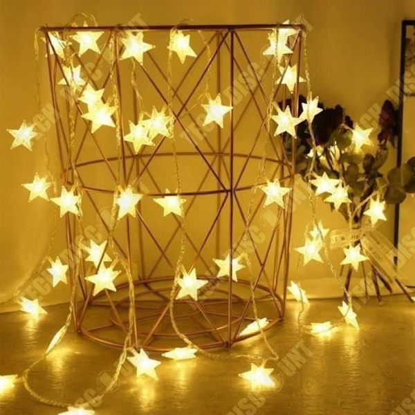 TD® Lyskæde med LED Jule Stjerner Varm Hvid Belysning Dekorative Lys til Fest Jul 6M 40LEDs Bo06543