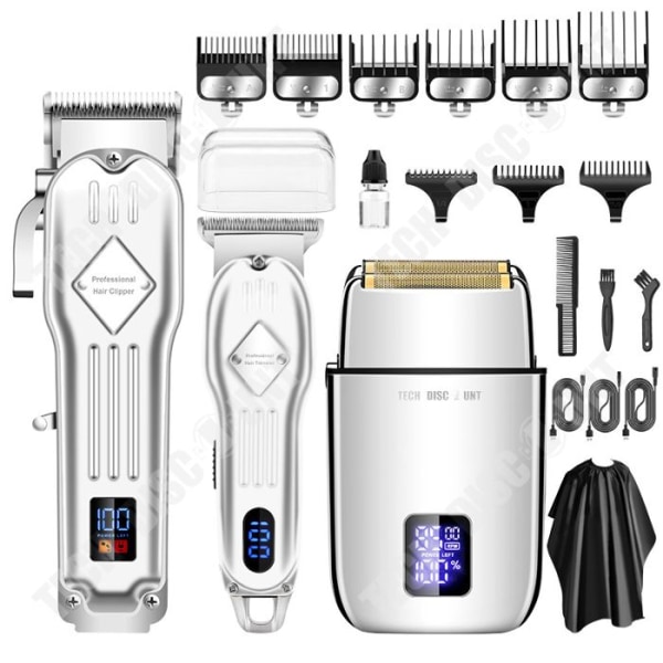 TD® 3-delad metall elektriska hårklippare set Elektriska tryckklippare fram- och återgående rakhyvlar för män