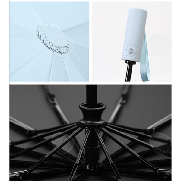 CONFO® Parasol 12 os triple automatisk gummisort sort regn og sol paraply til dobbelt brug reklameparaply til firmaer