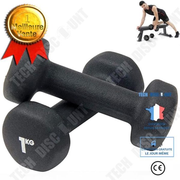 Håndvægte bodybuilding 2 *1kg arme sport bodybuilding gummi fitness kvinde mand hexagonale vægte udstyr muskler farve sort