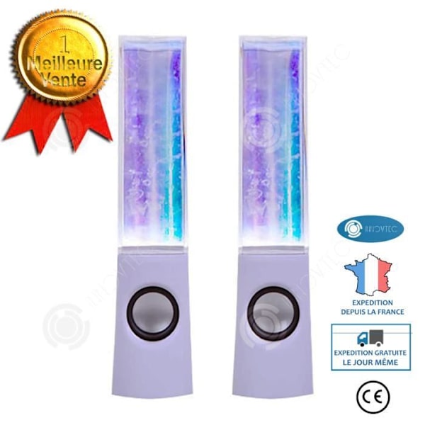 INN® färgglad LED-vattenhögtalare med dansande ljud Ljusshowfontän för PC, MP3-spelare, bärbara datorer, smartphone (vit)