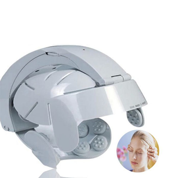 Hovedmassagehjelm TD® Multifunktionel afslapningsmassage til træthed med 8 niveauer nakkestøtte Gråvitt