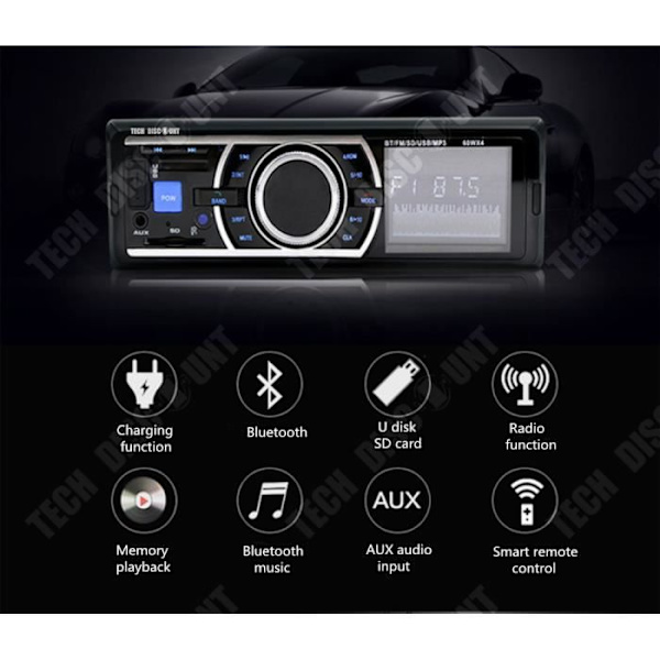 TD® Auto radio autossa audio USB-SD-portti MP3-soitin Bluetooth-vastaanotin handsfree Bluetooth-kaukosäätimellä stereo